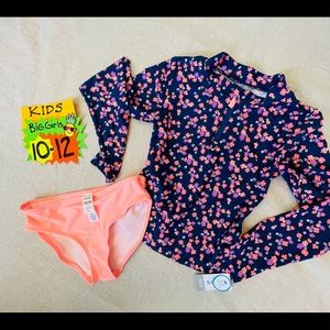 NWT Long sleeve rash guard top and bottom set size 10/12